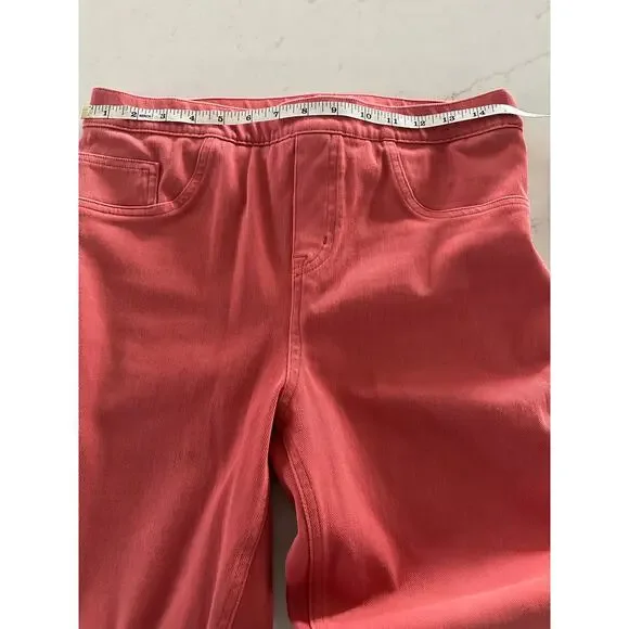 Spanx Denim Stretch Pull on Skinny Ankle Jeans Salmon Color Large - Picture 6 of 8